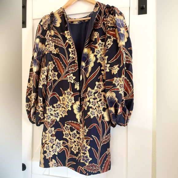 ULLA JOHNSON FLORAL-PRINTED SILK CLAUDINE MINI DRESSS Size 2 - Picture 6 of 8